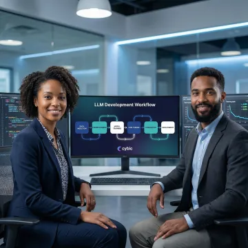 Enterprise AI engineers following a structured LLM development process on cloud infrastructure