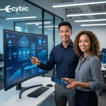 Cloud data warehouse engineering team working on architecture diagrams and cloud infrastructure dashboards