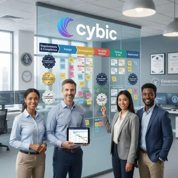 Government IT team following a structured software development process with compliance checkpoints