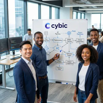 AI engineers collaborating on a whiteboard to design an enterprise AI copilot architecture