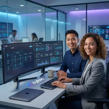 Data engineering team executing a cloud data warehouse migration project on multiple screens