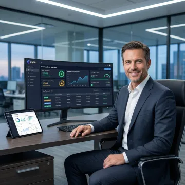 AI-powered invoice processing and PO matching dashboard on a computer screen