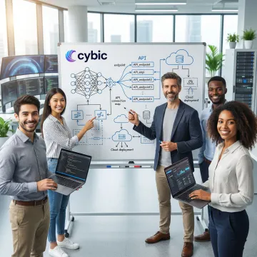 AI engineers collaborating on system integration architecture and deployment workflow