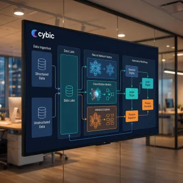 Enterprise AI platform integration diagram showing data pipelines and ML models