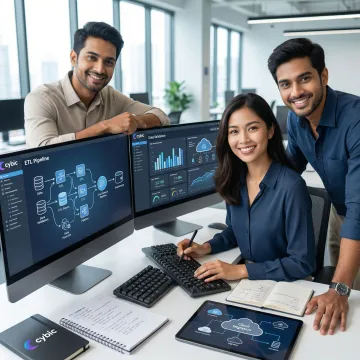 Data engineers executing a cloud data warehouse migration and ETL pipeline optimization process