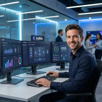 Data engineer working on HIPAA-compliant healthcare data pipelines on a secure workstation