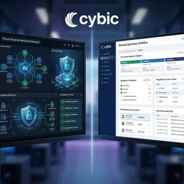 Secure AI banking software architecture diagram with compliance and data governance layers