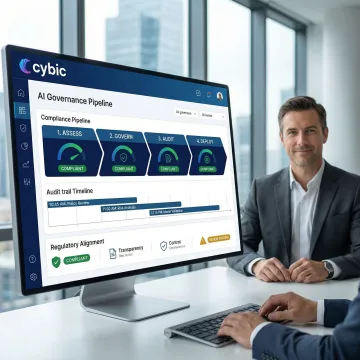 AI governance implementation process showing compliance workflow steps for healthcare and financial organizations