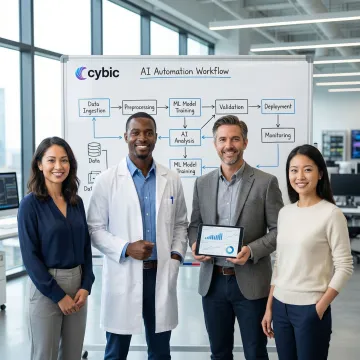 Life sciences automation workflow process diagram on a screen