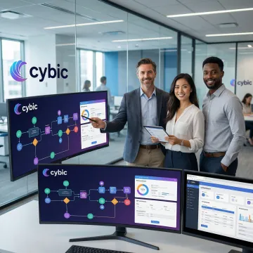 Enterprise team reviewing RPA bot deployment process on ERP system screens