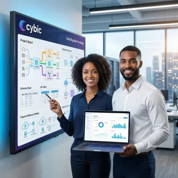 Enterprise data team following a structured Snowflake migration process on a project board