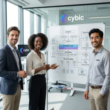 AI engineers designing an integration architecture connecting enterprise systems with AI platforms