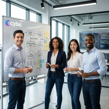 MLOps consulting team designing machine learning pipeline architecture on a whiteboard