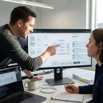 Developers planning a banking app workflow