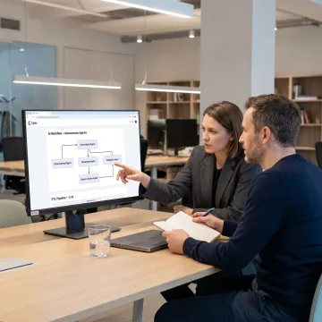 Enterprise team reviewing agentic AI workflow systems