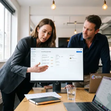 Enterprise team reviewing automated workflow dashboards