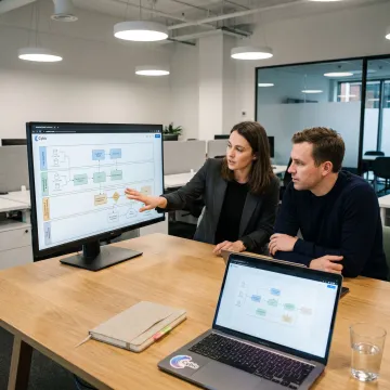 AI consultants mapping secure financial technology workflows