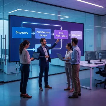 AI engineers following a structured deployment process for enterprise generative AI solutions