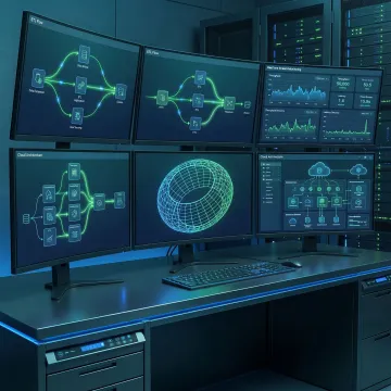 Data pipeline management dashboard showing real-time data flow across cloud systems