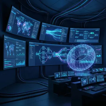 Enterprise AI and process automation dashboard with workflow orchestration and data pipelines