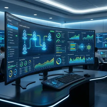 RPA bot management dashboard showing automated workflow monitoring and performance metrics