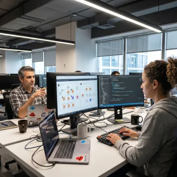 Custom software development team planning an enterprise application