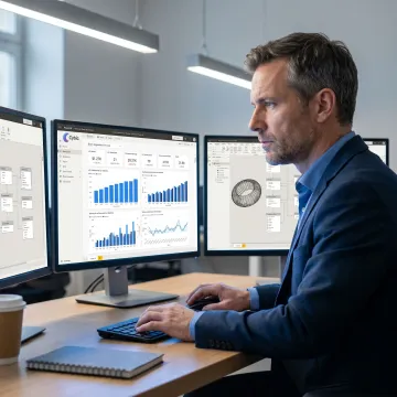 Power BI consultant analyzing enterprise dashboards