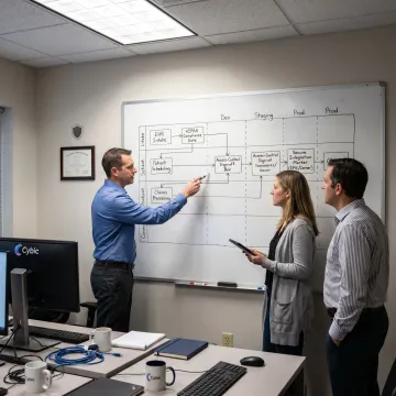 Engineers mapping healthcare RPA implementation steps