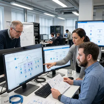 Engineers designing Azure software architecture