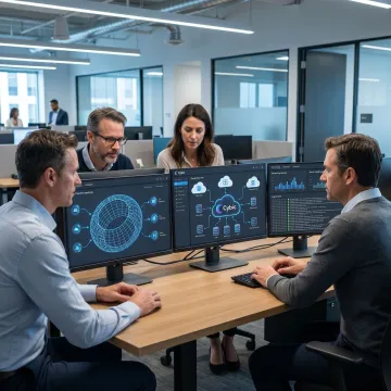Data engineers monitoring real-time pipeline dashboards
