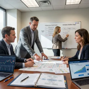 Consultants mapping a financial digital transformation process