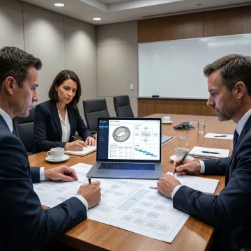 Enterprise leaders reviewing a digital transformation strategy dashboard