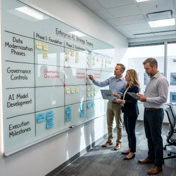 Consultants mapping an enterprise digital strategy process