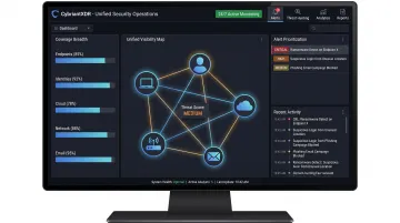 CybriantXDR 24/7 SOC monitoring dashboard displaying unified threat detection coverage