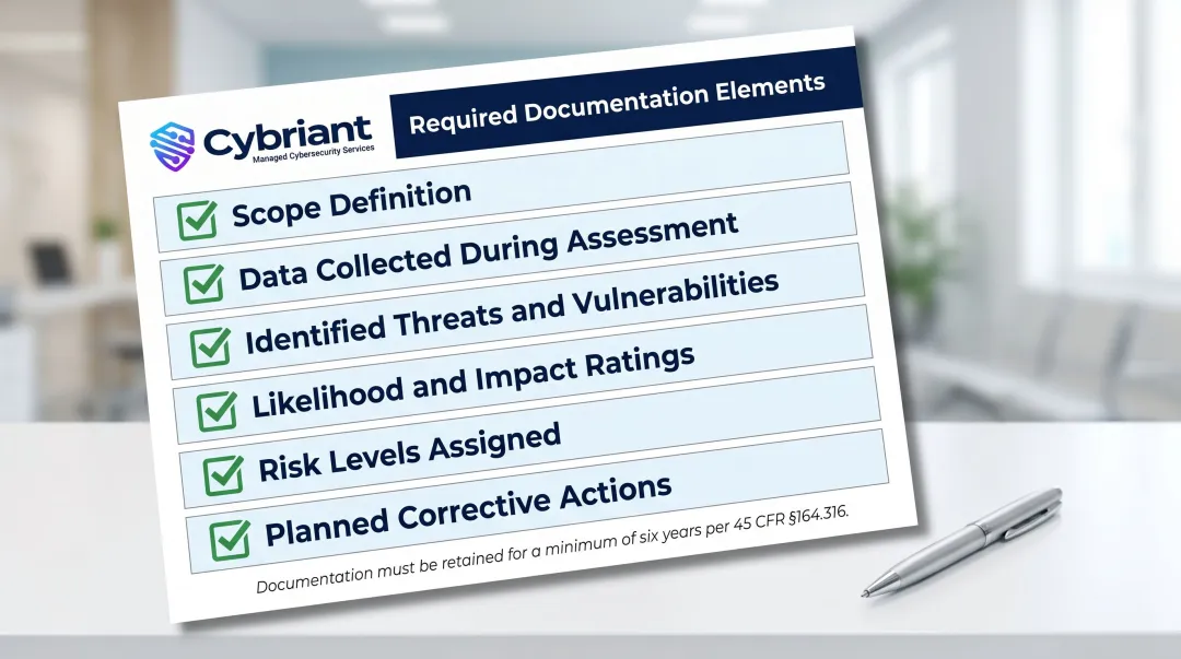 HIPAA risk assessment required documentation checklist six components overview