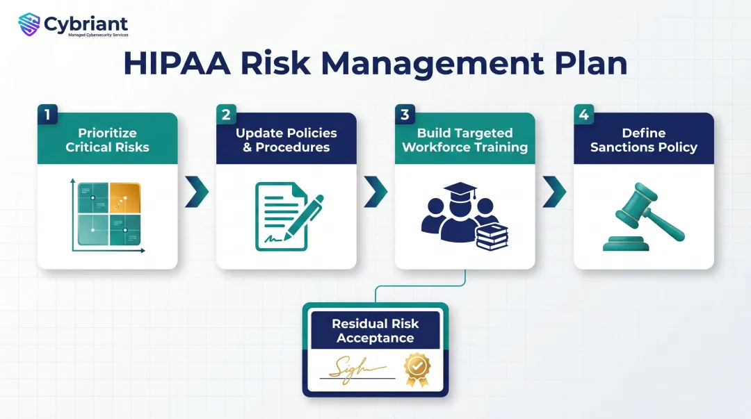 HIPAA risk management plan four core components from assessment to residual risk acceptance