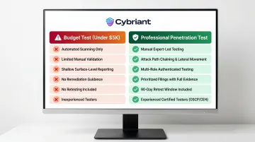 Budget penetration test versus professional penetration test features side-by-side comparison