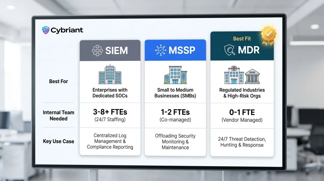 MDR MSSP SIEM best fit decision guide by organization size and risk profile