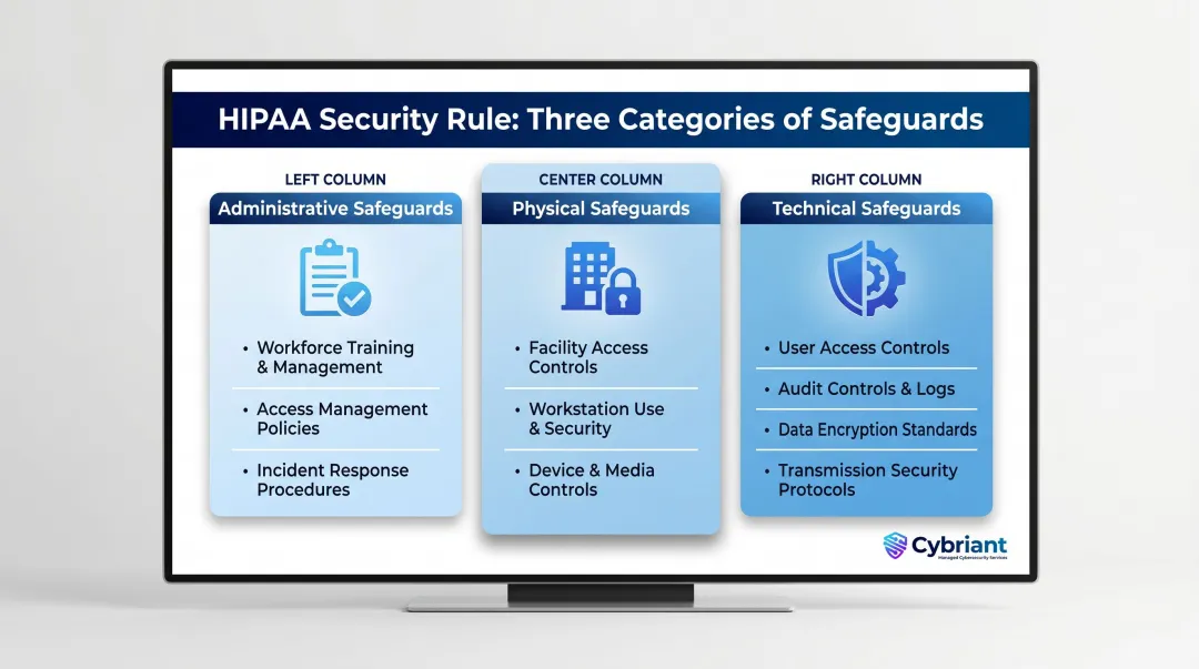 HIPAA Security Rule three safeguard categories administrative physical technical breakdown