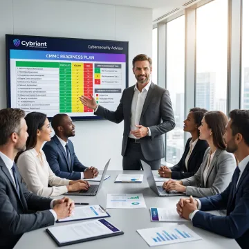 Consultant guiding a company through CMMC readiness planning