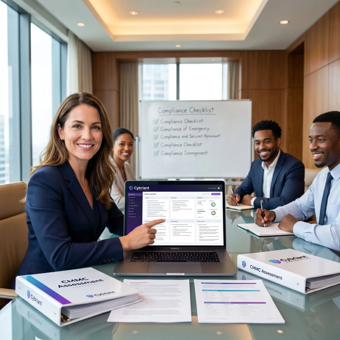Consultant reviewing compliance evidence with client