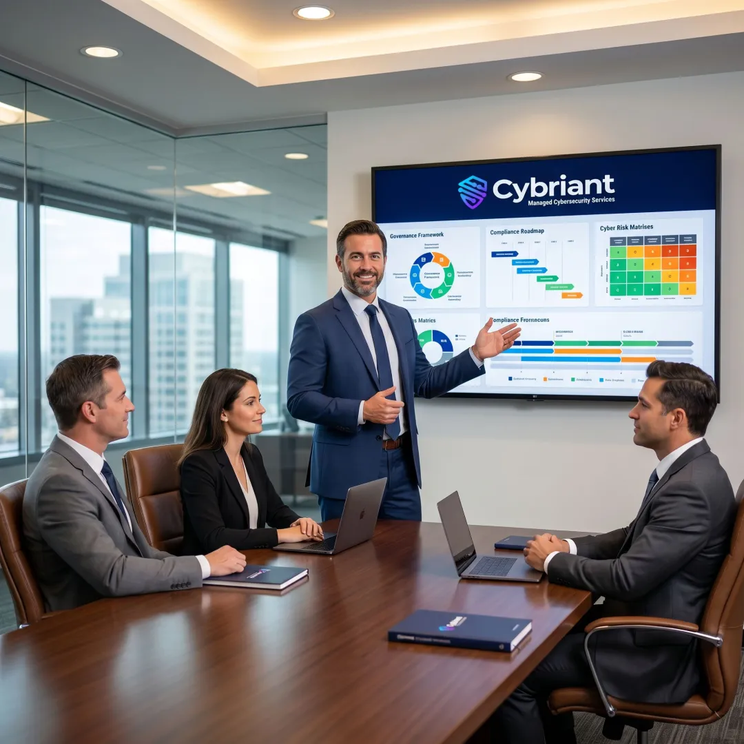 Virtual CISO leading a cybersecurity planning meeting
