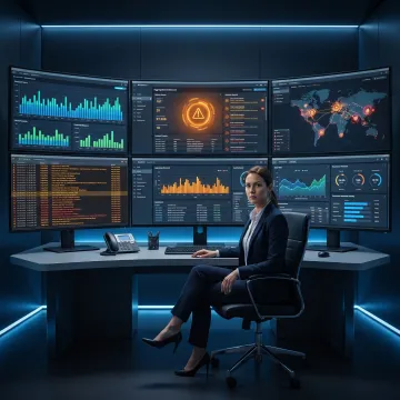 Security analyst reviewing SIEM dashboards