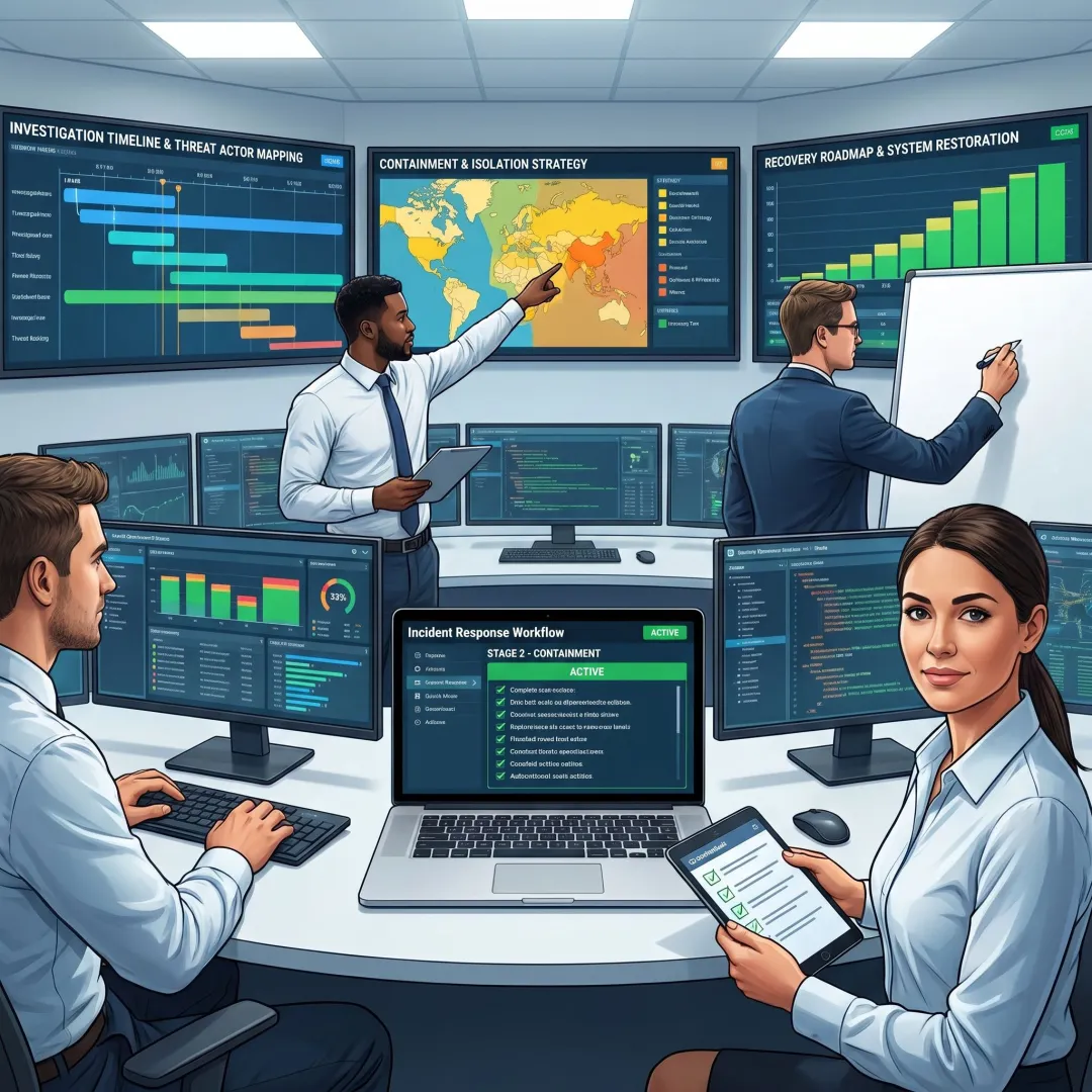 Security operations team following an incident response workflow