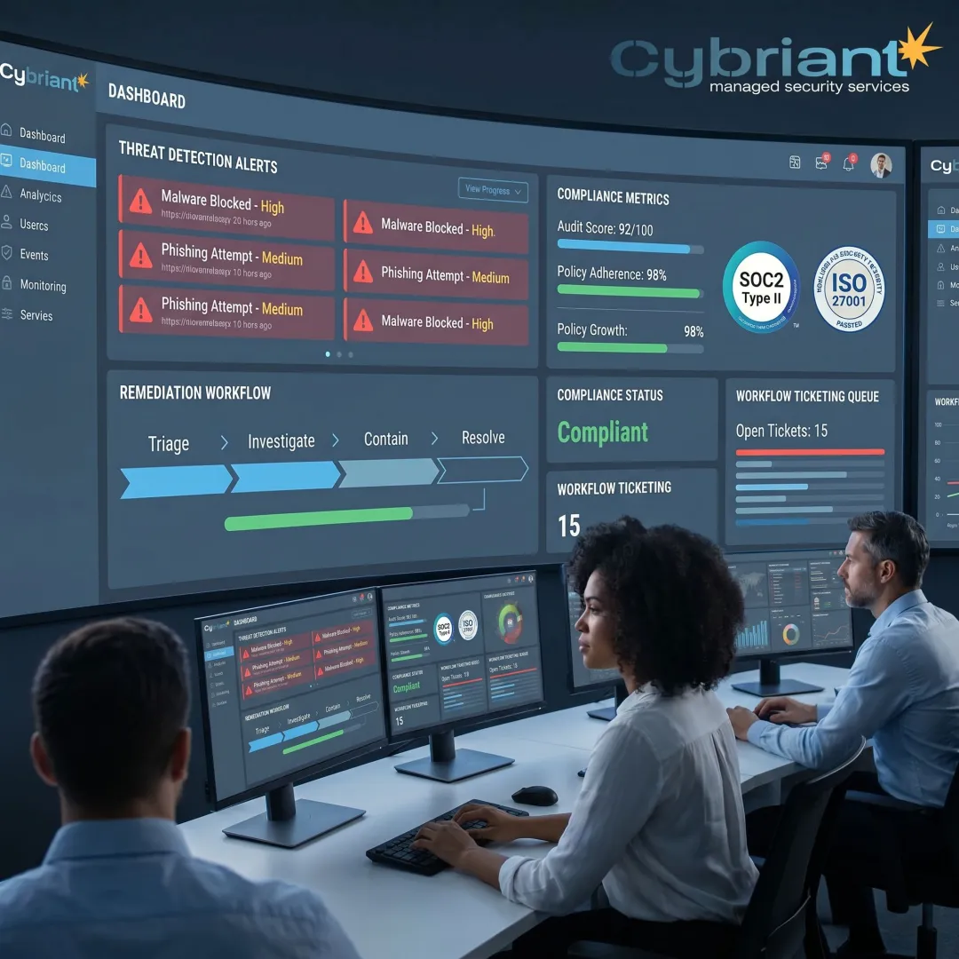 Managed detection and response compliance dashboard