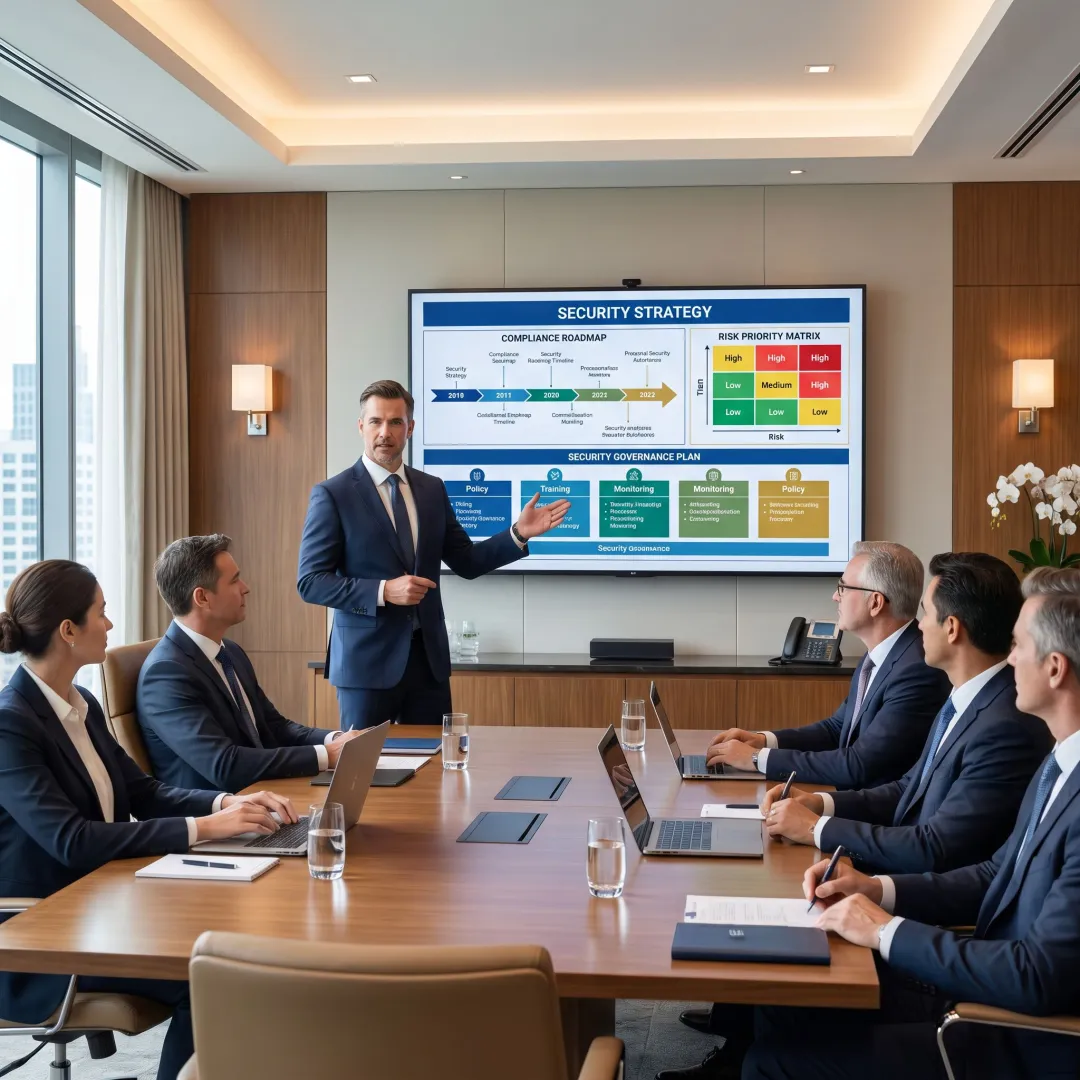 vCISO leading a cybersecurity planning session