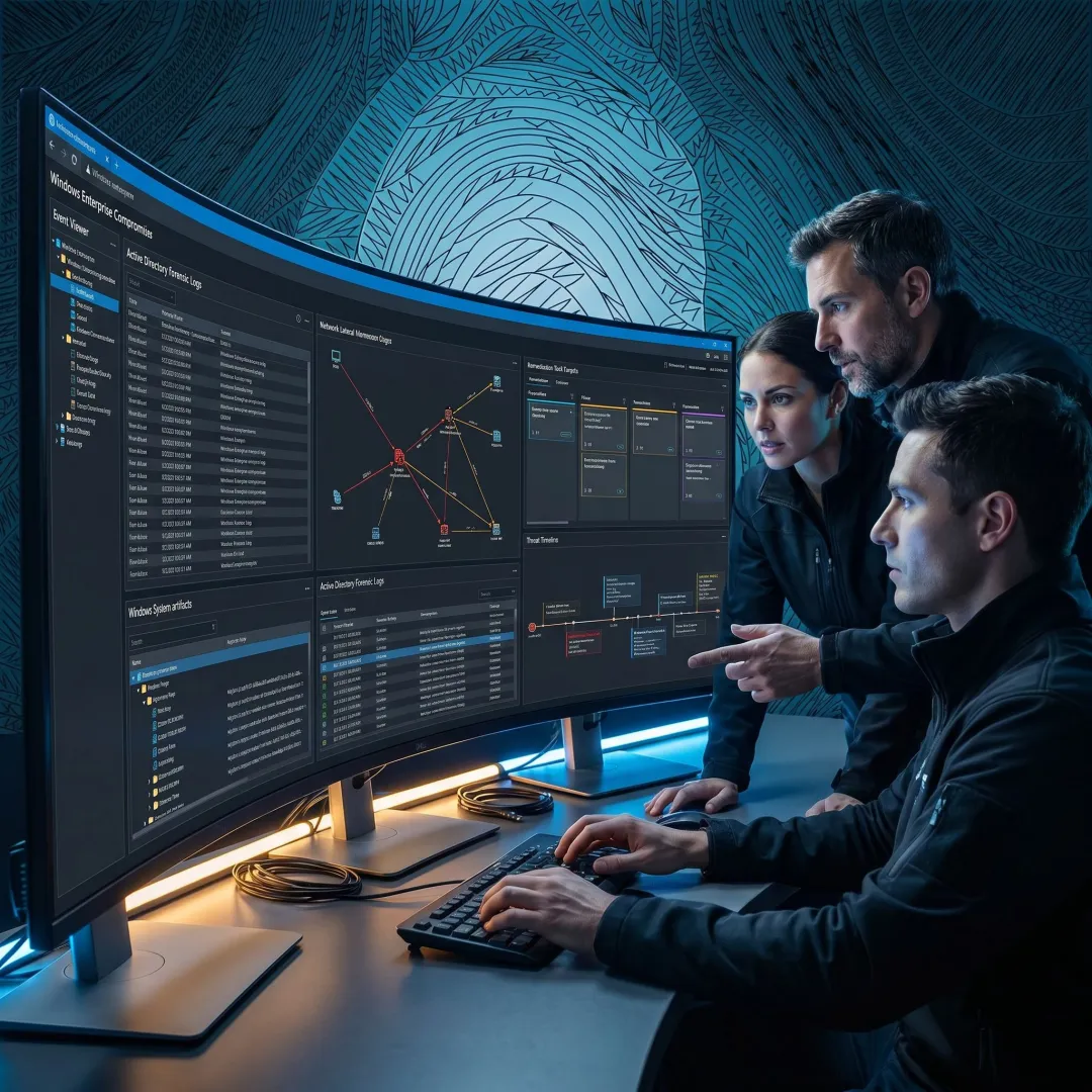 Enterprise incident response team analyzing Windows threat activity