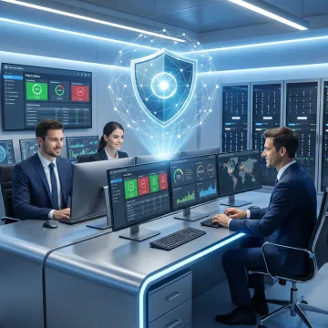 Cybersecurity team reviewing patch management systems