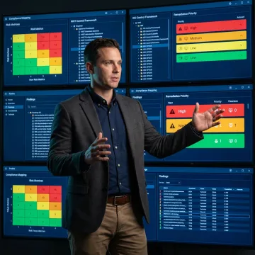 Consultant mapping cybersecurity controls to compliance requirements