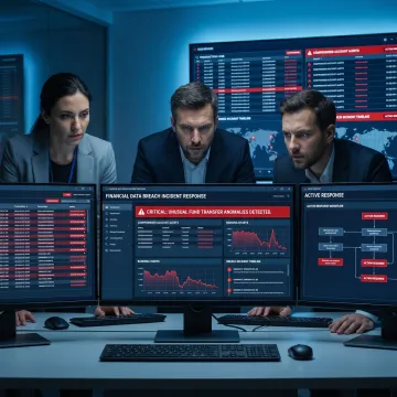 Cybersecurity team responding to a financial data breach